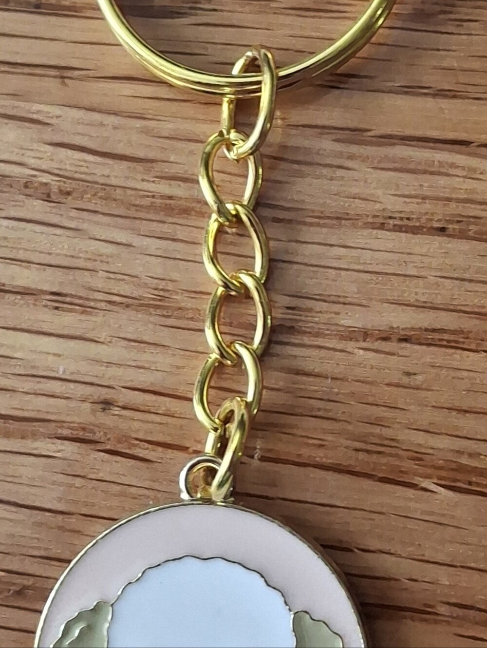 Gold Chain Keyring with Pink and White Enamel Dog Charm
